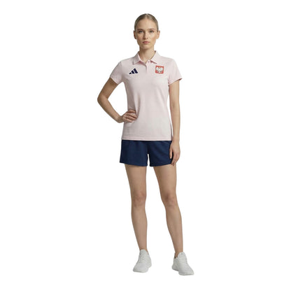 Almost Pink - Side - Adidas Womens-Ladies Olympic Poland Crest Polo Shirt