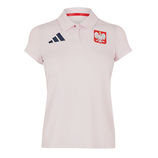 Almost Pink - Front - Adidas Womens-Ladies Olympic Poland Crest Polo Shirt