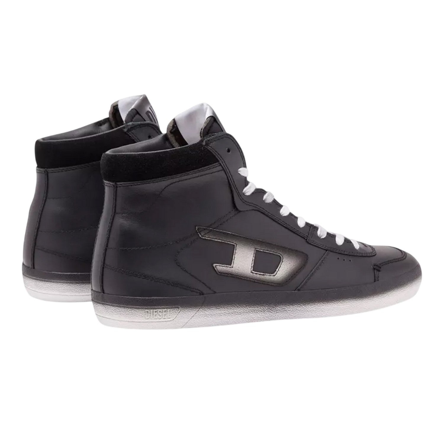 Black - Back - Diesel Mens Leroji Leather Trainers