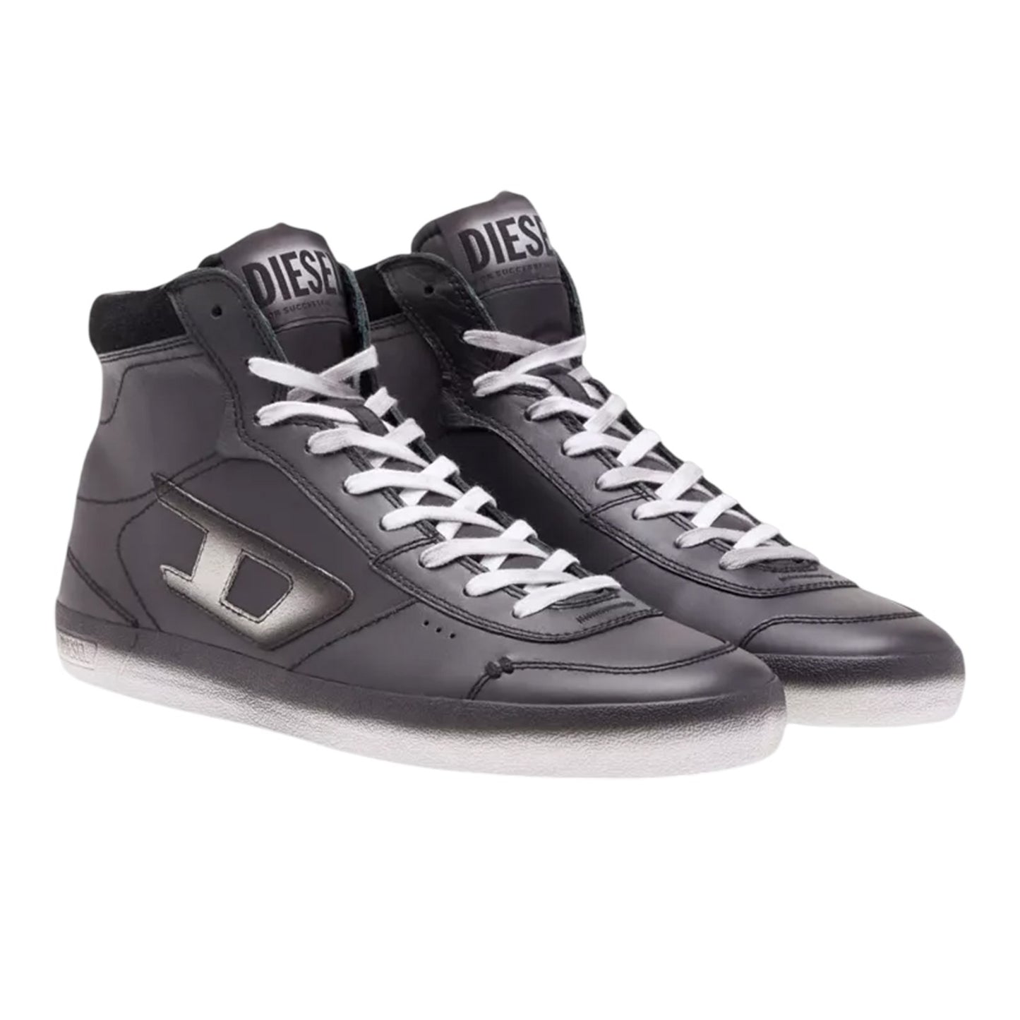 Black - Pack Shot - Diesel Mens Leroji Leather Trainers