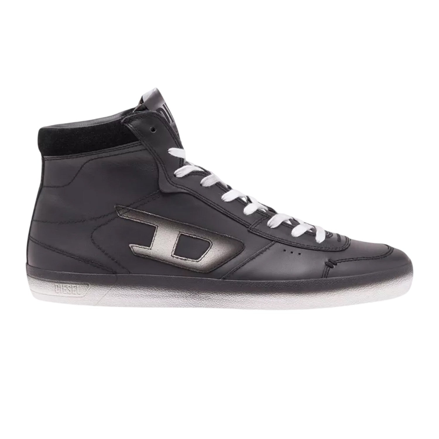 Black - Front - Diesel Mens Leroji Leather Trainers