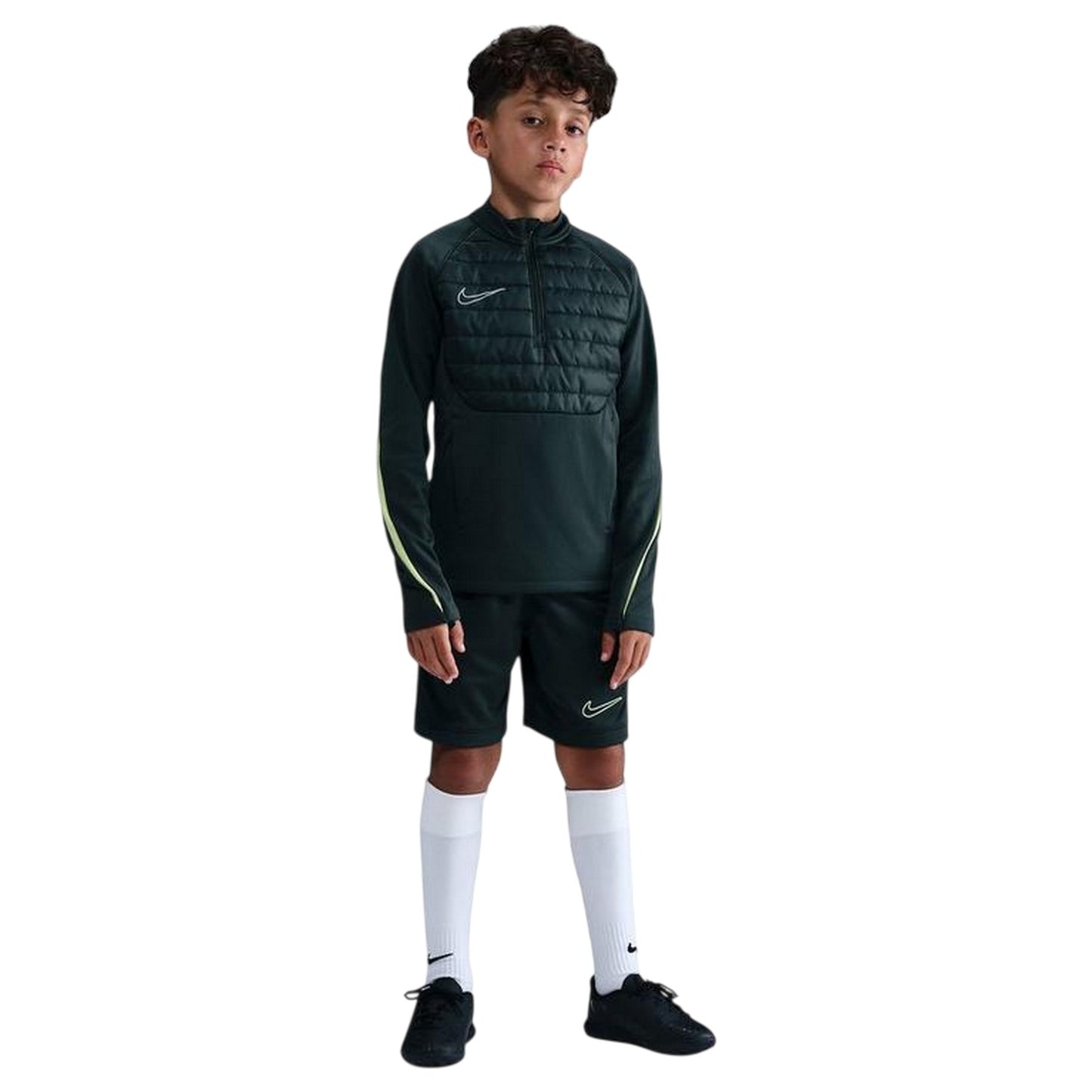 Seaweed-Lime - Side - Nike Childrens-Kids Swoosh Raglan Long-Sleeved Drill Top