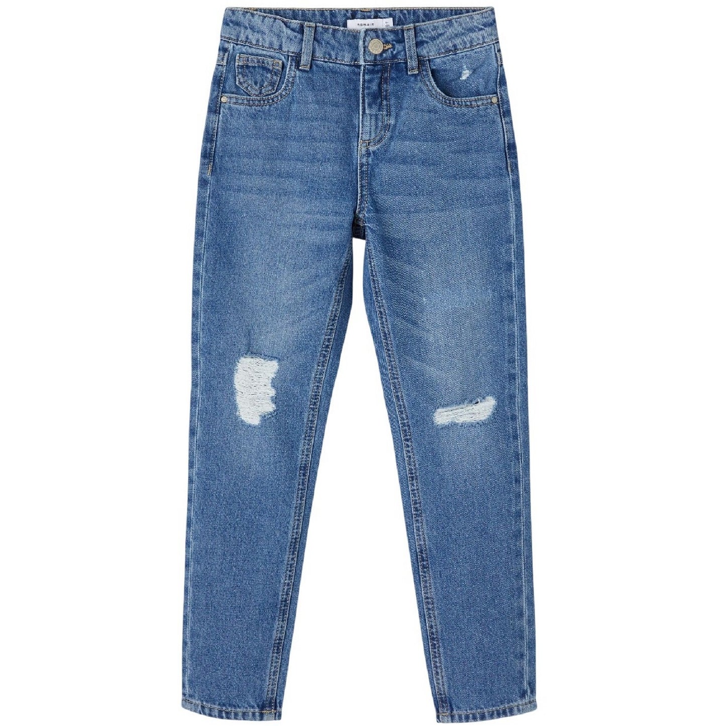 Blue - Front - Name It Girls Relaxed Mom Jeans