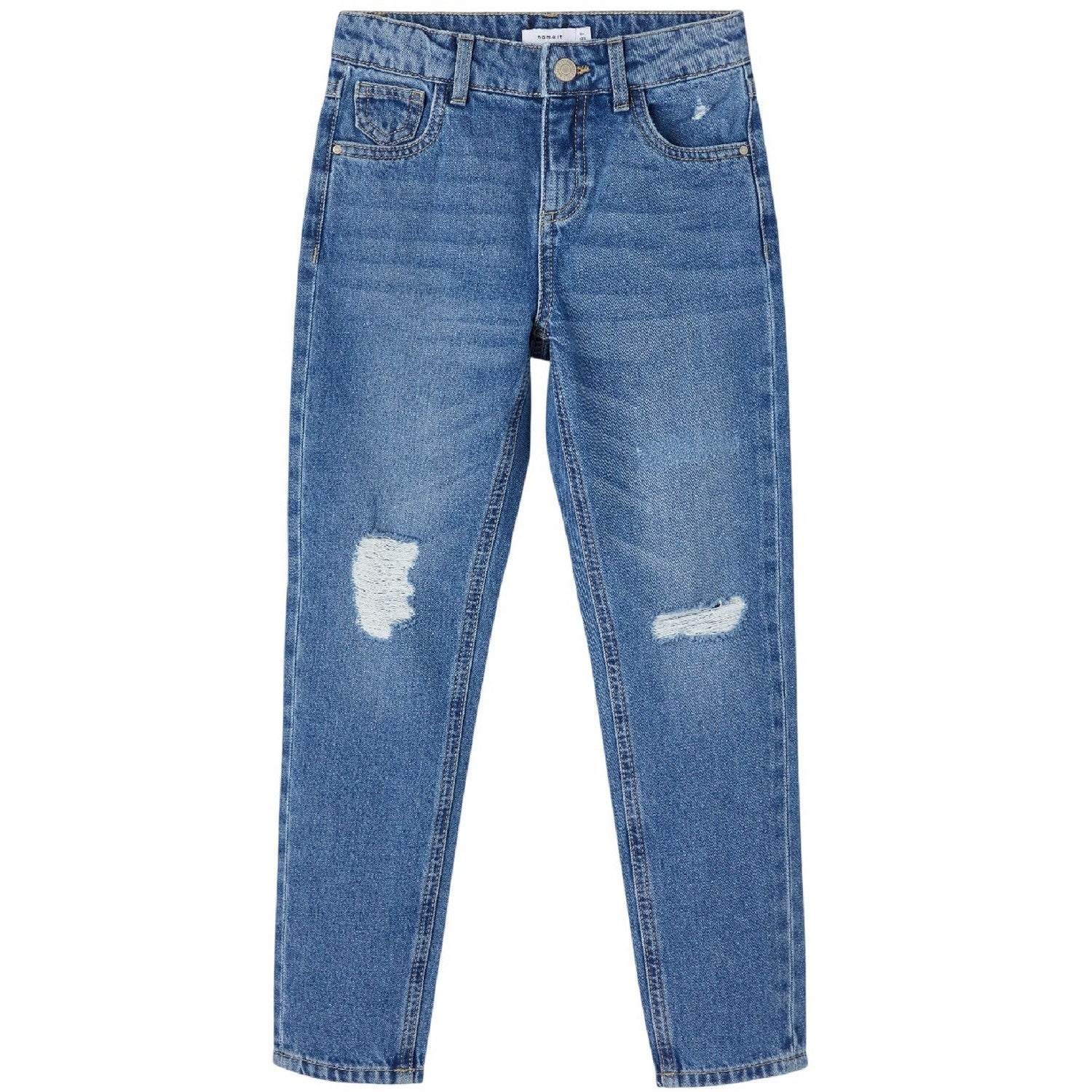 Blue - Front - Name It Girls Relaxed Mom Jeans