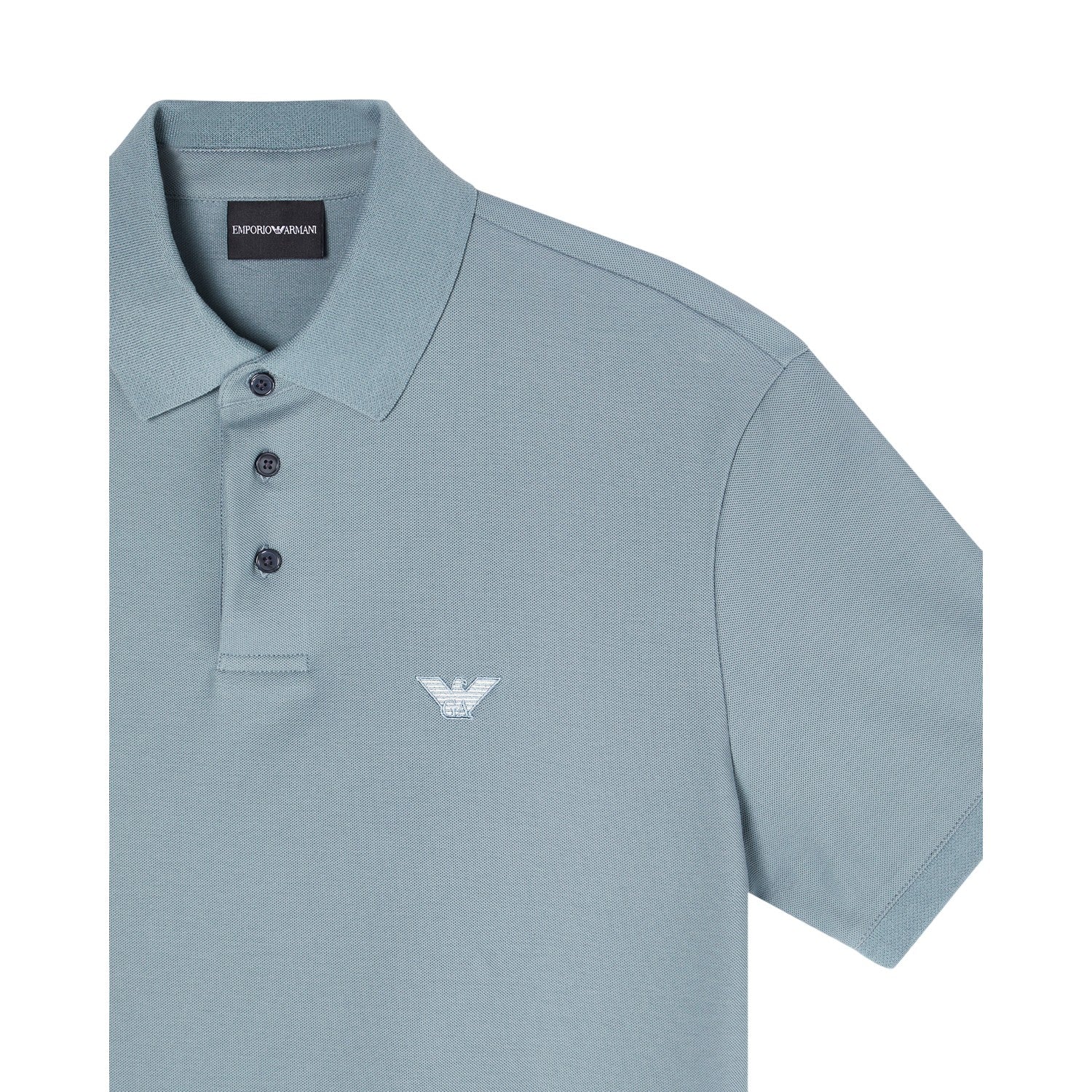 Stormy Sea - Side - Emporio Armani EA7 Mens Pique Polo Shirt