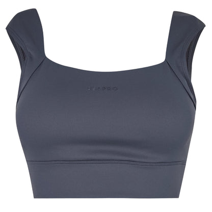 Shark Grey - Front - USA Pro Womens-Ladies Logo Ruched Sports Bra