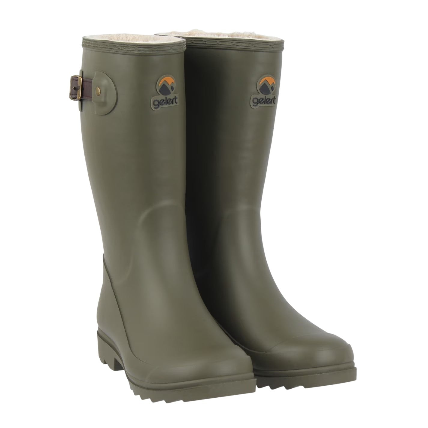 Olive - Pack Shot - Gelert Womens-Ladies Faux Fur Lined Wellington Boots