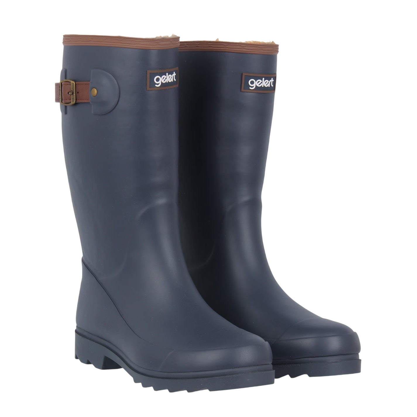 Navy - Pack Shot - Gelert Womens-Ladies Faux Fur Lined Wellington Boots