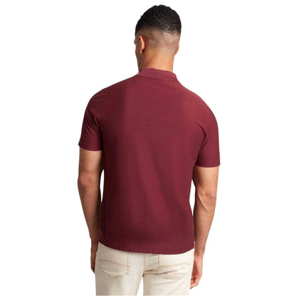 Maroon - Back - Ted Baker Mens Textured Quarter Zip Polo Shirt