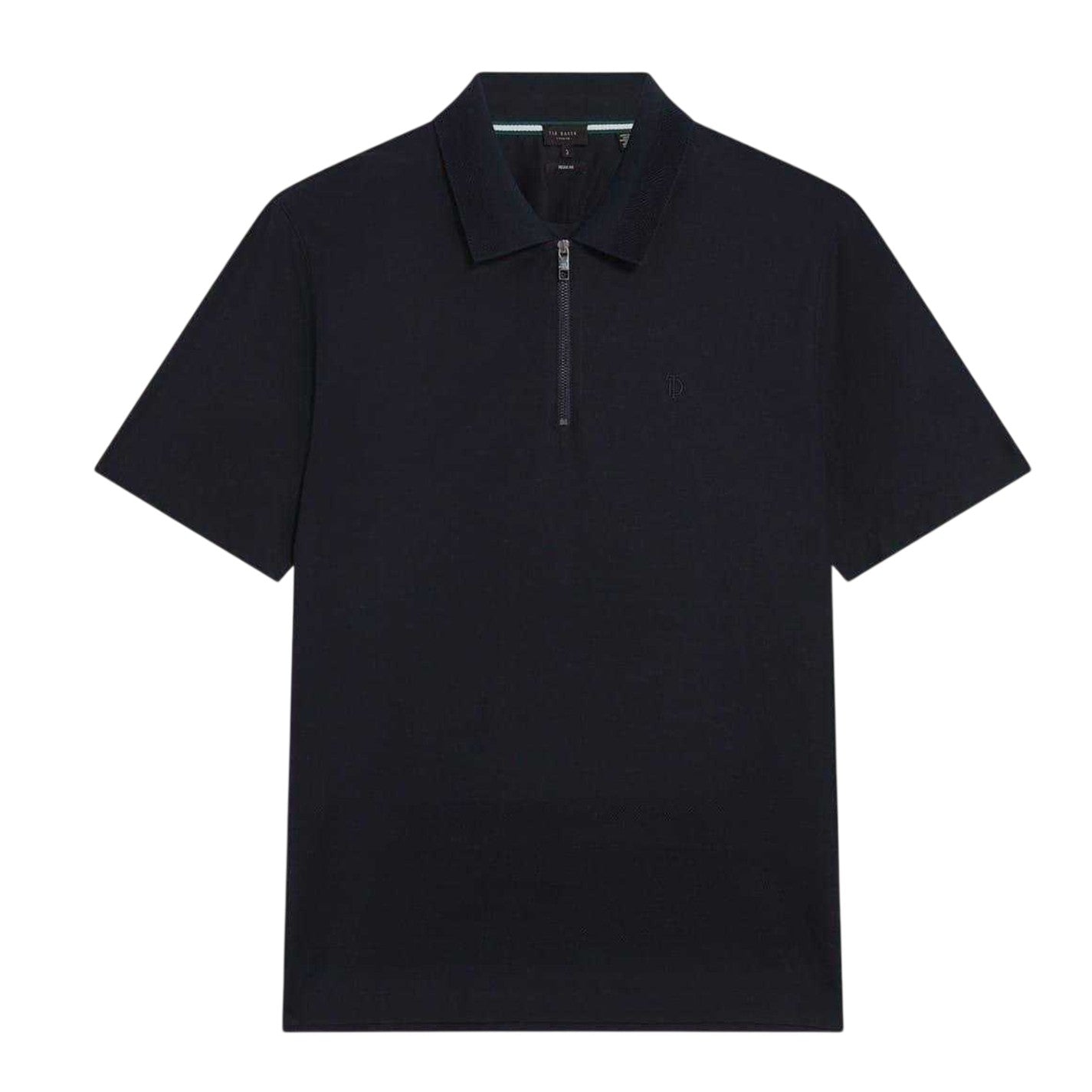 Navy - Front - Ted Baker Mens Textured Quarter Zip Polo Shirt