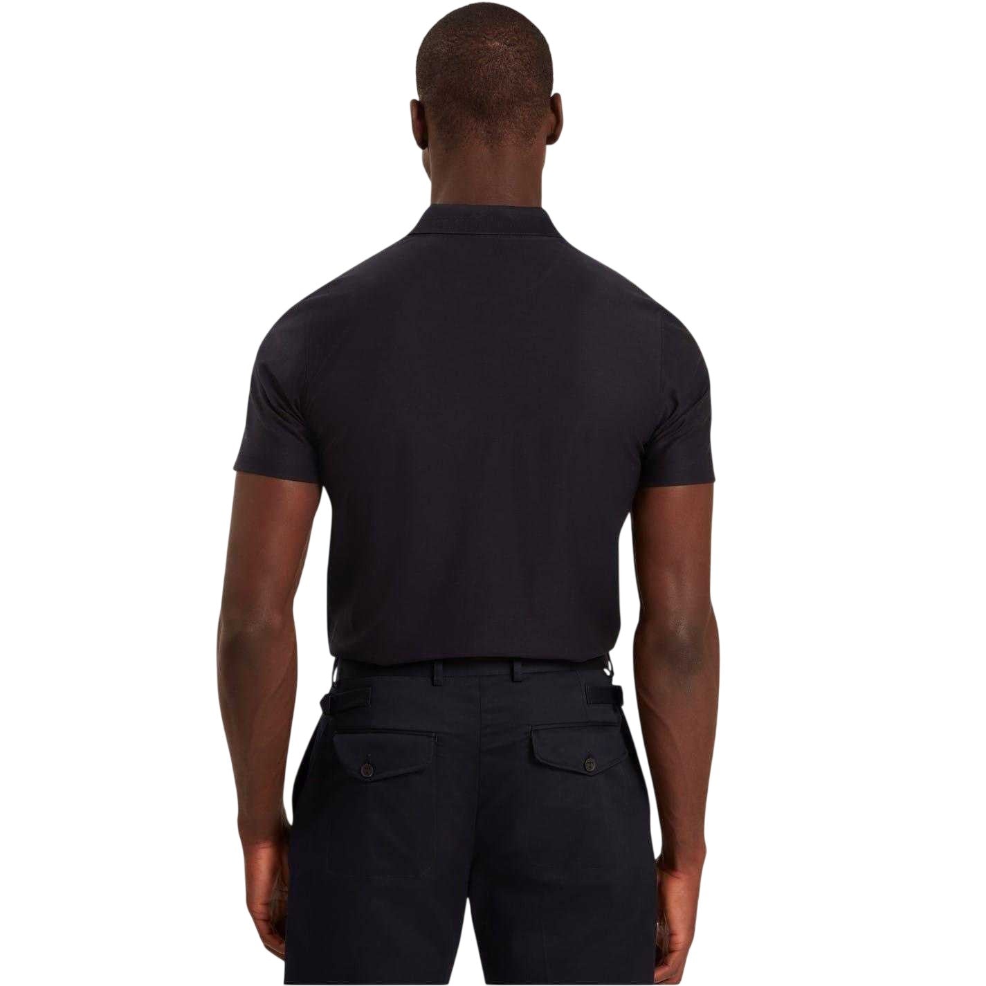 Navy - Back - Ted Baker Mens Textured Quarter Zip Polo Shirt