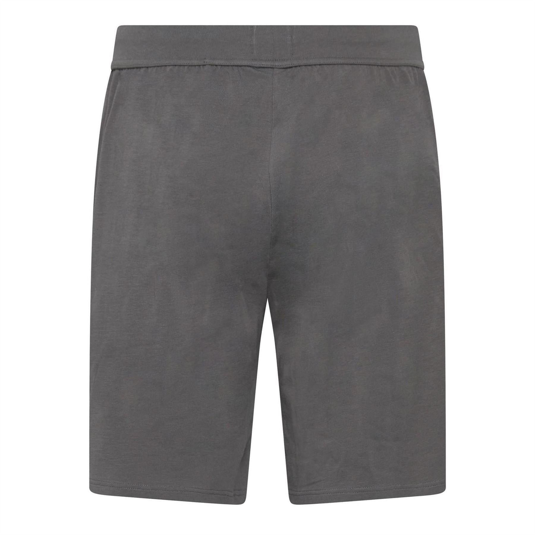 Grey - Back - Boss Mens Unique Stretch Jersey Lounge Pyjama Shorts