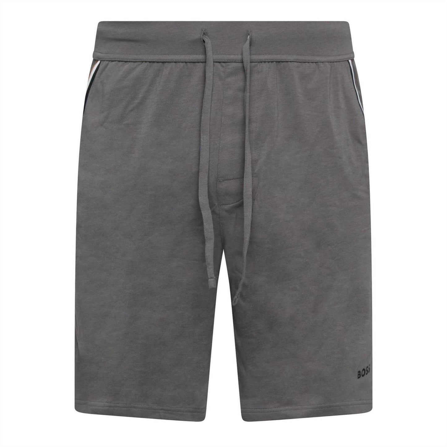Grey - Front - Boss Mens Unique Stretch Jersey Lounge Pyjama Shorts