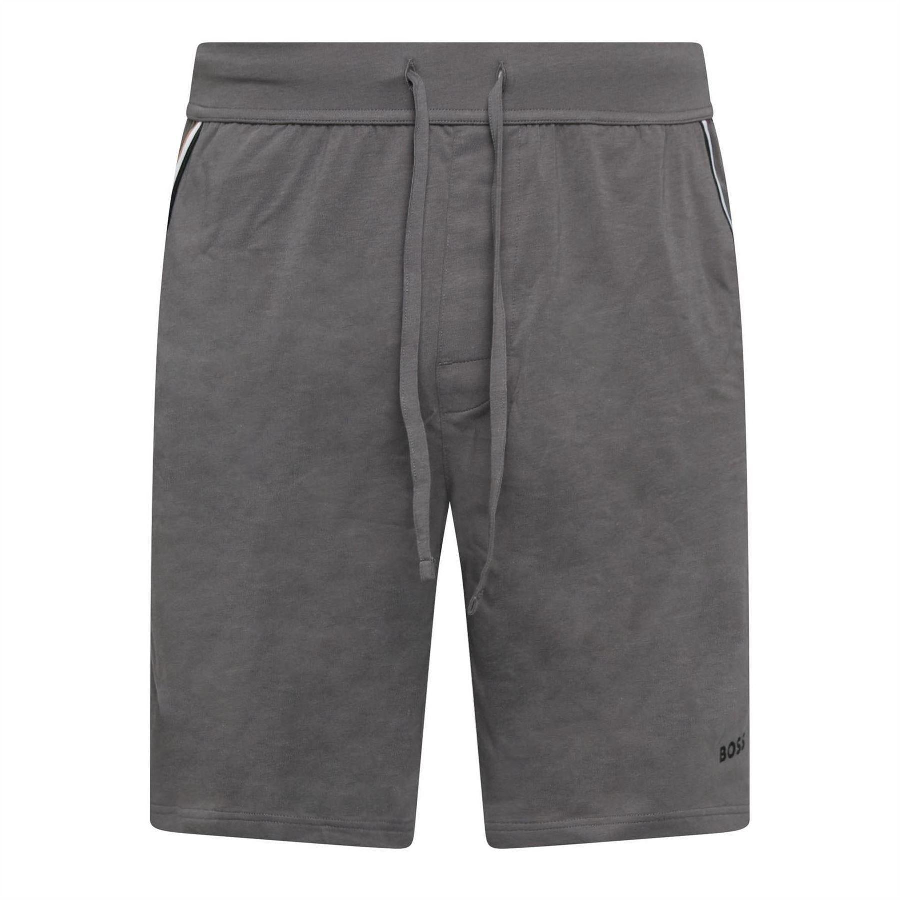 Grey - Front - Boss Mens Unique Stretch Jersey Lounge Pyjama Shorts