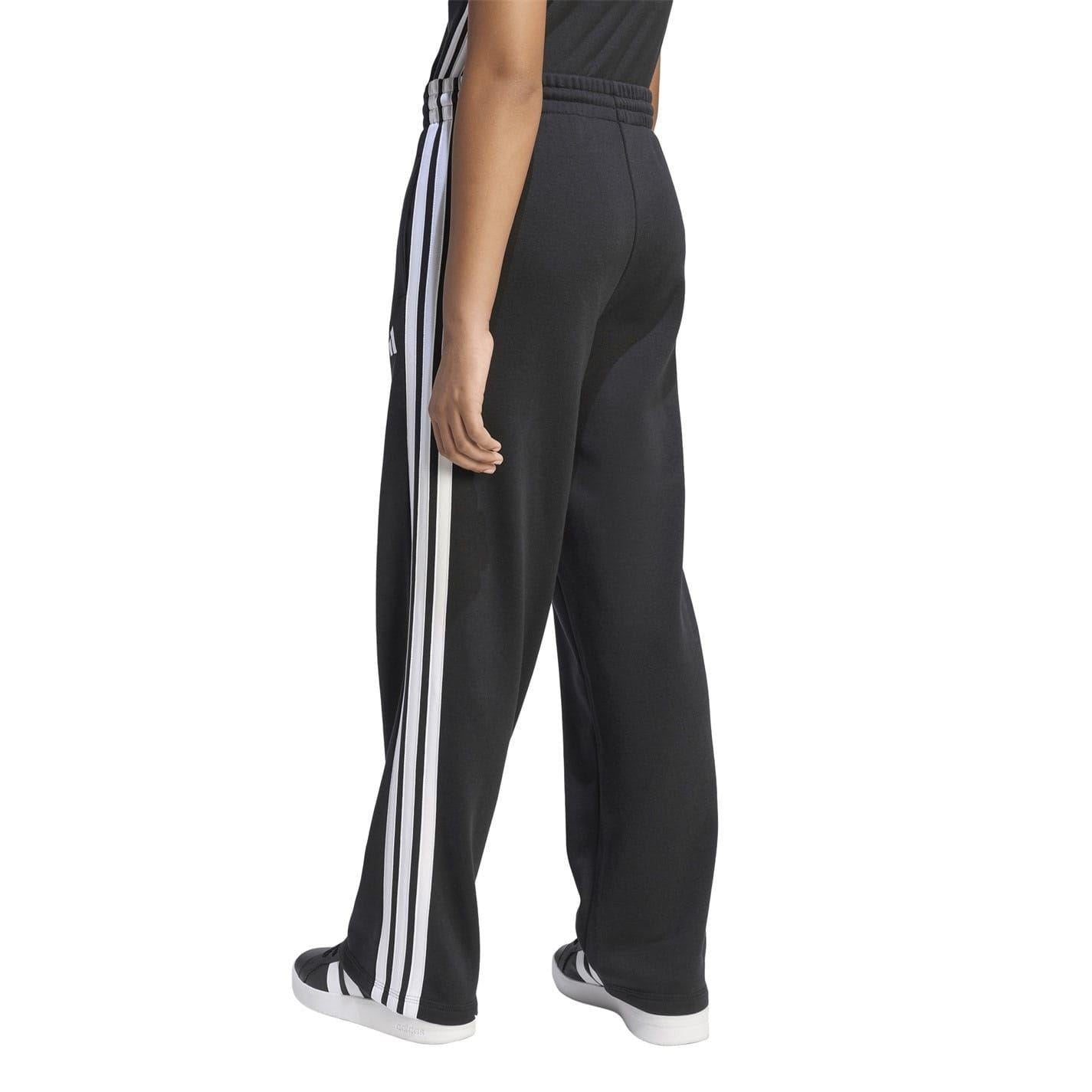 Black-White - Back - Adidas Girls Wide Leg Wide Leg Joggers