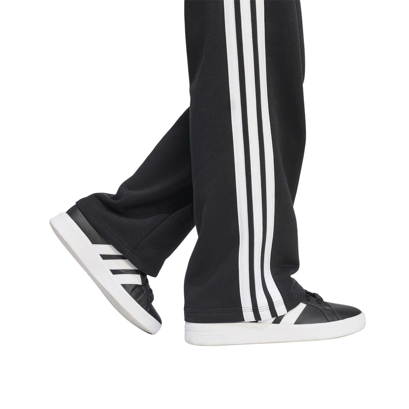 Black-White - Lifestyle - Adidas Girls Wide Leg Wide Leg Joggers