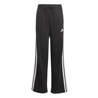 Black-White - Front - Adidas Girls Wide Leg Wide Leg Joggers