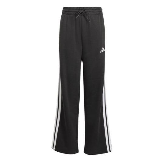Black-White - Front - Adidas Girls Wide Leg Wide Leg Joggers