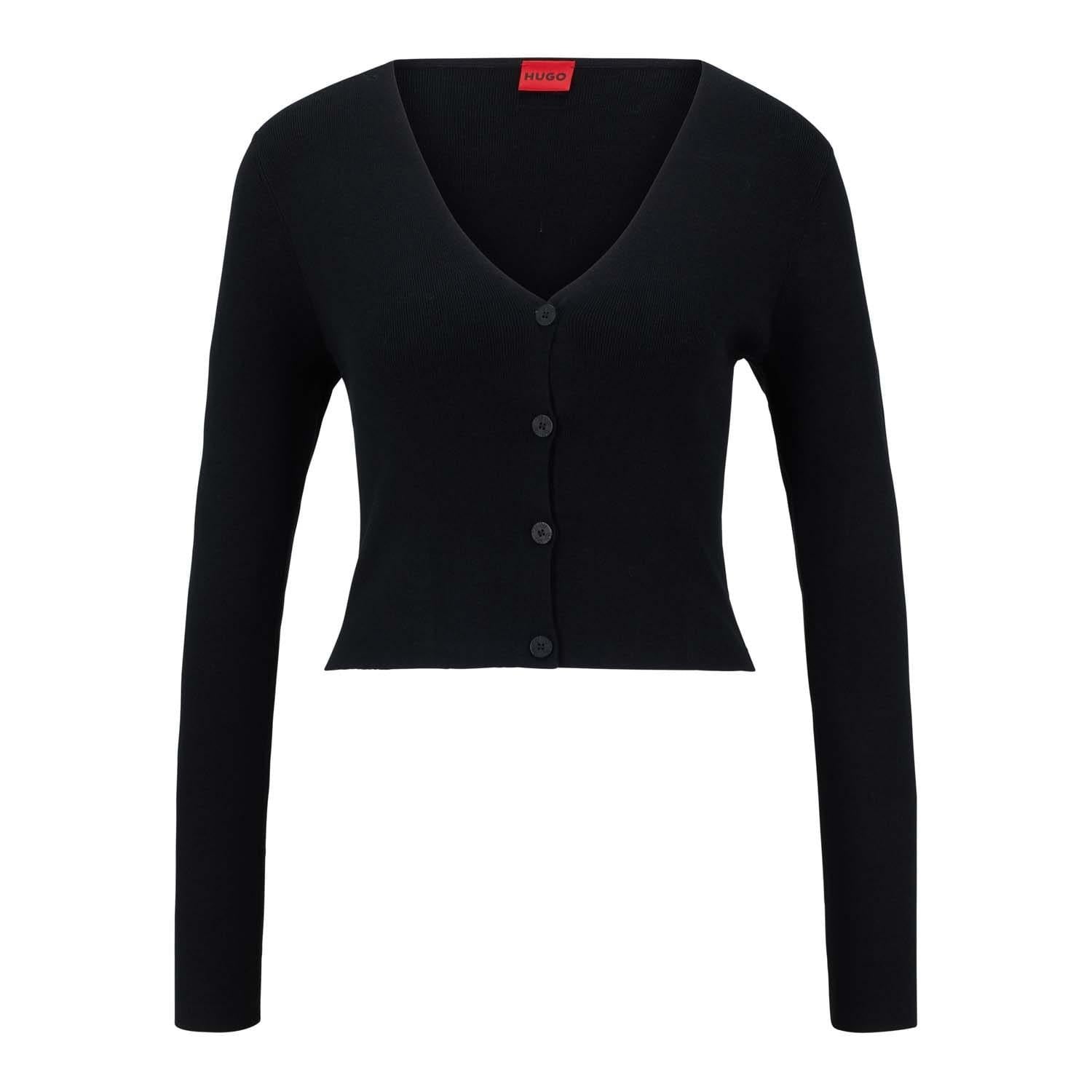 Black - Front - Hugo Womens-Ladies Sanderin Cardigan