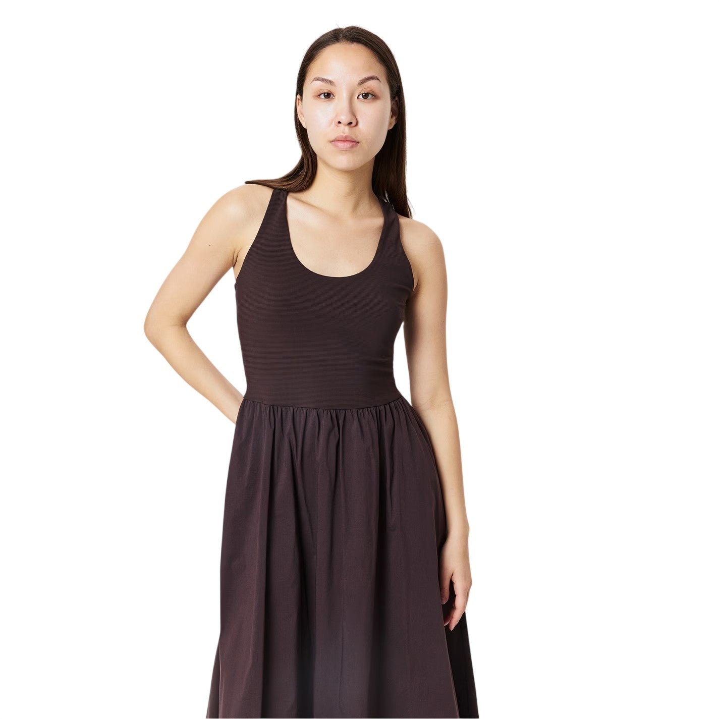 Brown - Back - Sweaty Betty Womens-Ladies Scoop Neck Midi Dress