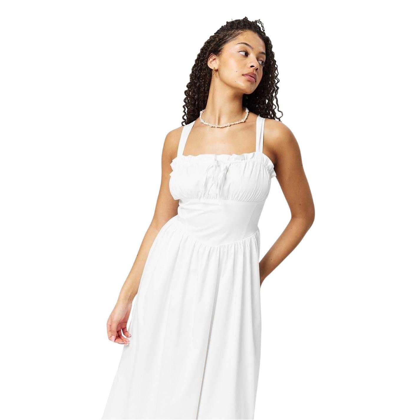 White - Side - Jack Wills Womens-Ladies A-line Midi Dress
