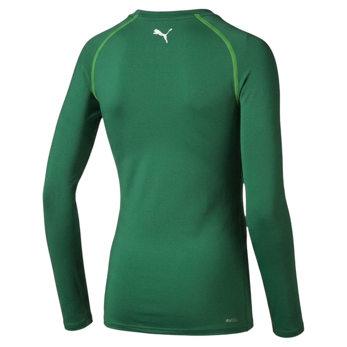 Green - Back - Puma Childrens-Kids Performance Contrast Long-Sleeved Base Layer Top