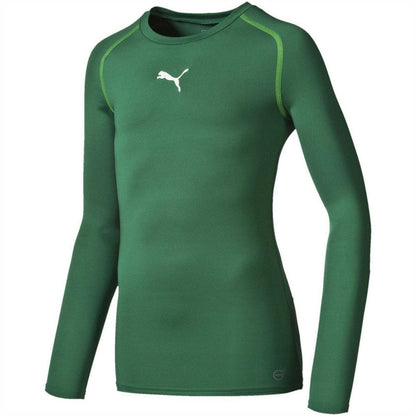 Green - Side - Puma Childrens-Kids Performance Contrast Long-Sleeved Base Layer Top