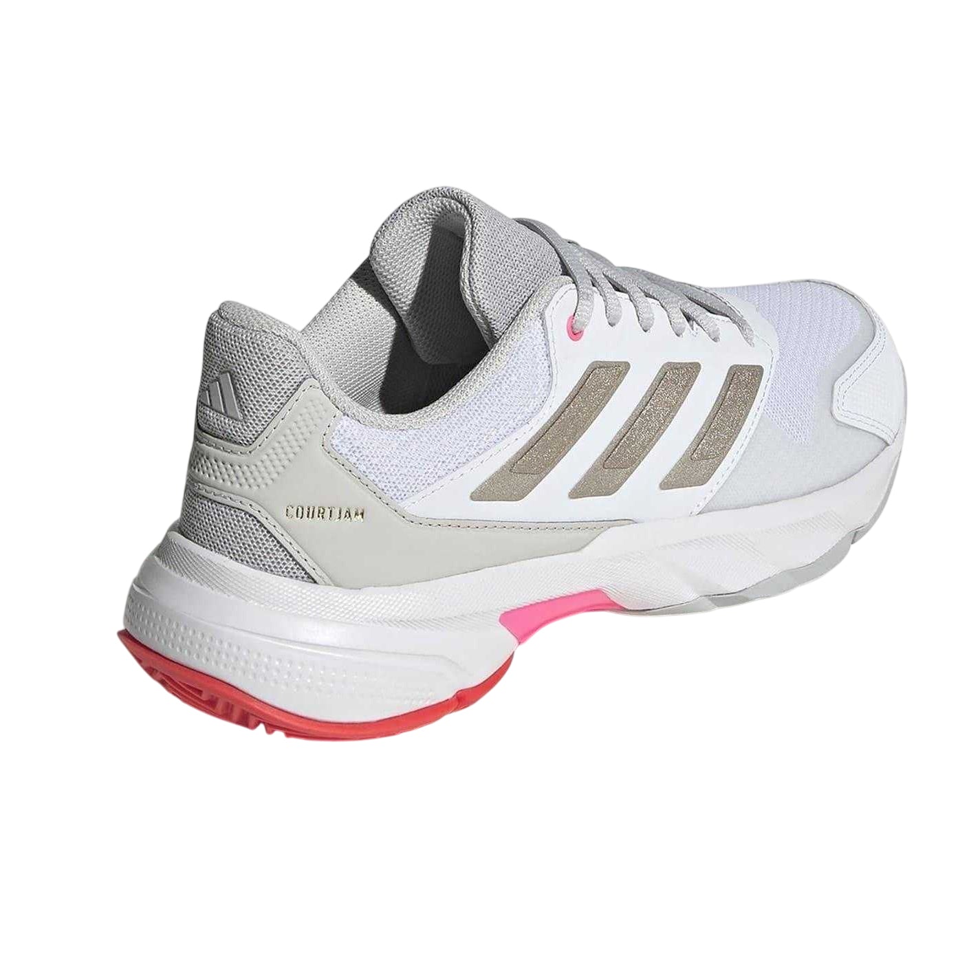 White-Pink - Back - Adidas Womens-Ladies Courtjam Control 3 3 Stripes Tennis Shoes