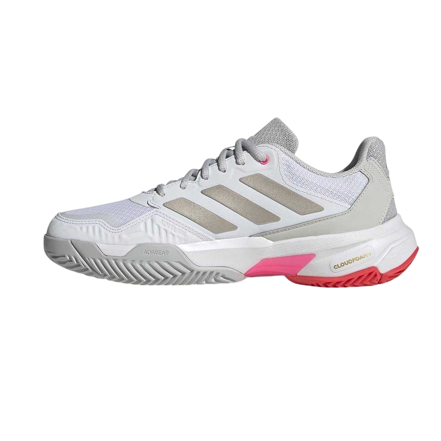 White-Pink - Side - Adidas Womens-Ladies Courtjam Control 3 3 Stripes Tennis Shoes