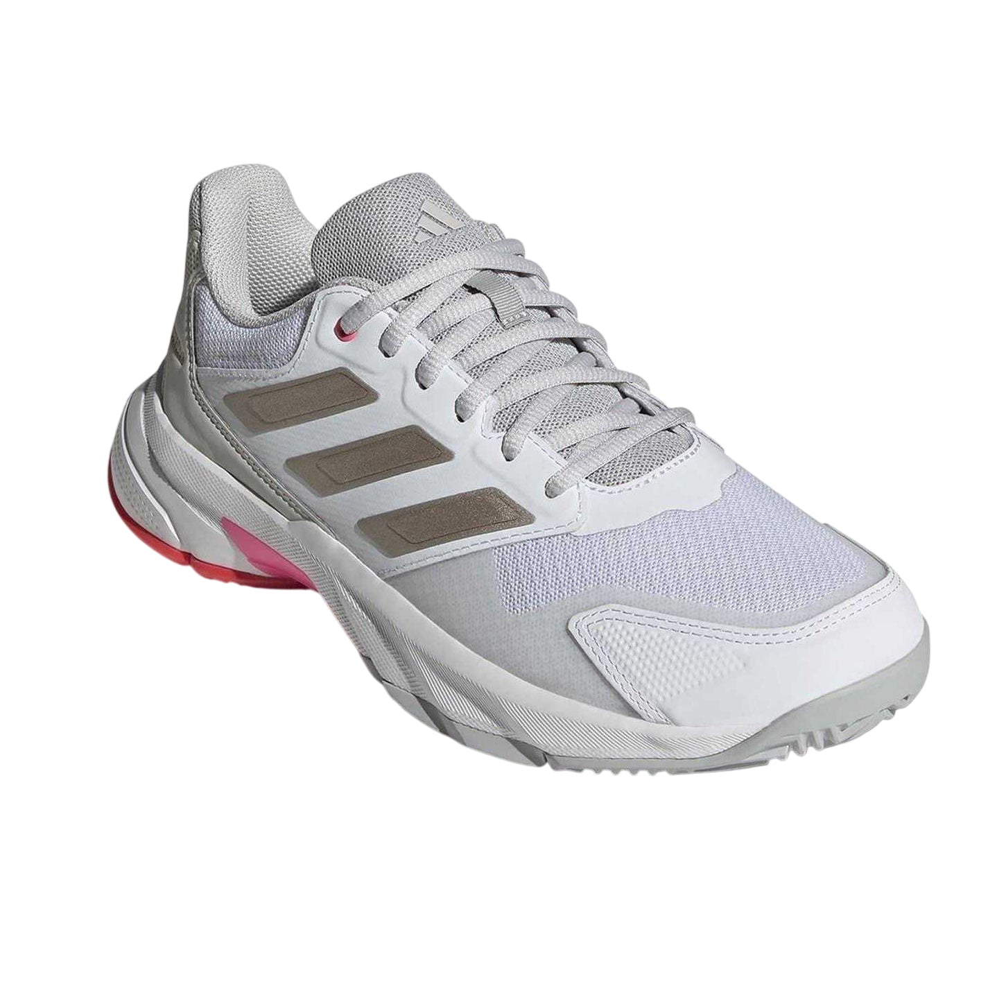 White-Pink - Lifestyle - Adidas Womens-Ladies Courtjam Control 3 3 Stripes Tennis Shoes