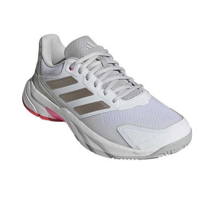 White-Pink - Lifestyle - Adidas Womens-Ladies Courtjam Control 3 3 Stripes Tennis Shoes