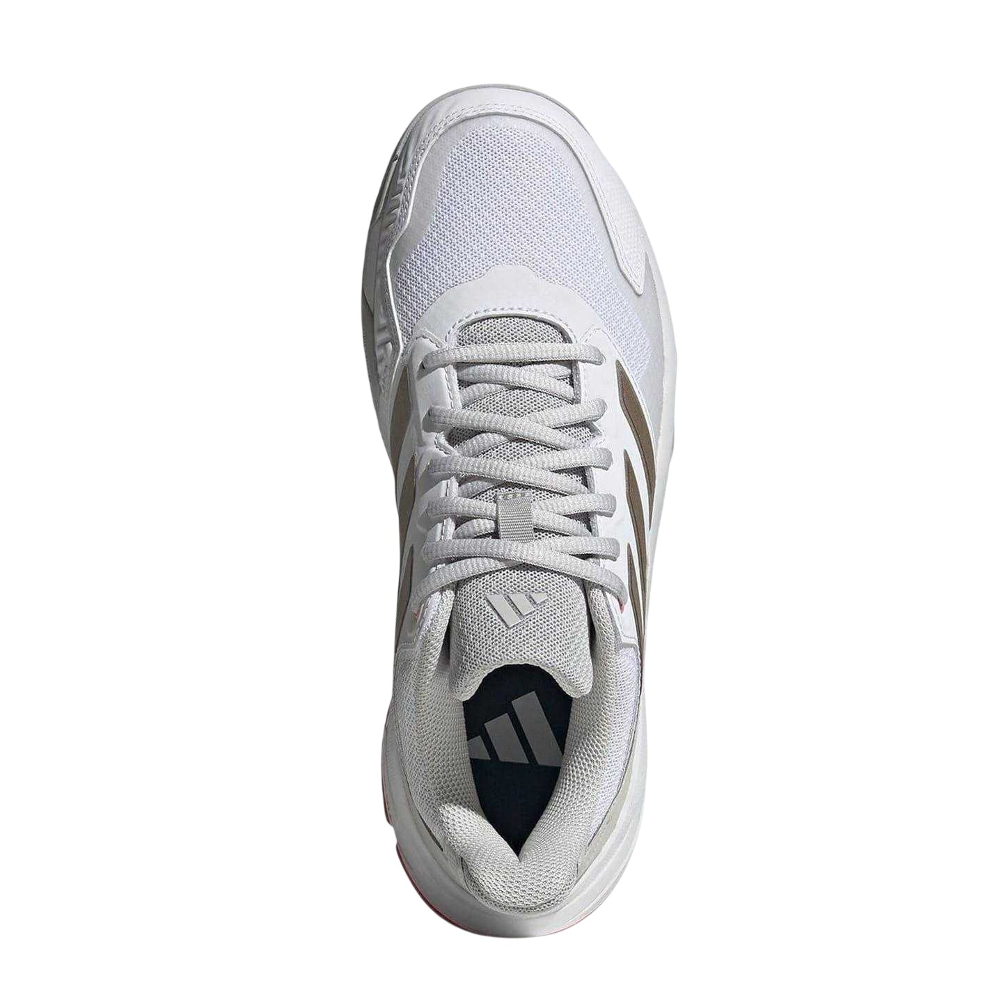 White-Pink - Pack Shot - Adidas Womens-Ladies Courtjam Control 3 3 Stripes Tennis Shoes