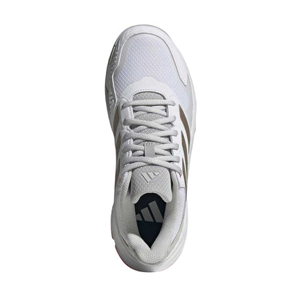 White-Pink - Pack Shot - Adidas Womens-Ladies Courtjam Control 3 3 Stripes Tennis Shoes