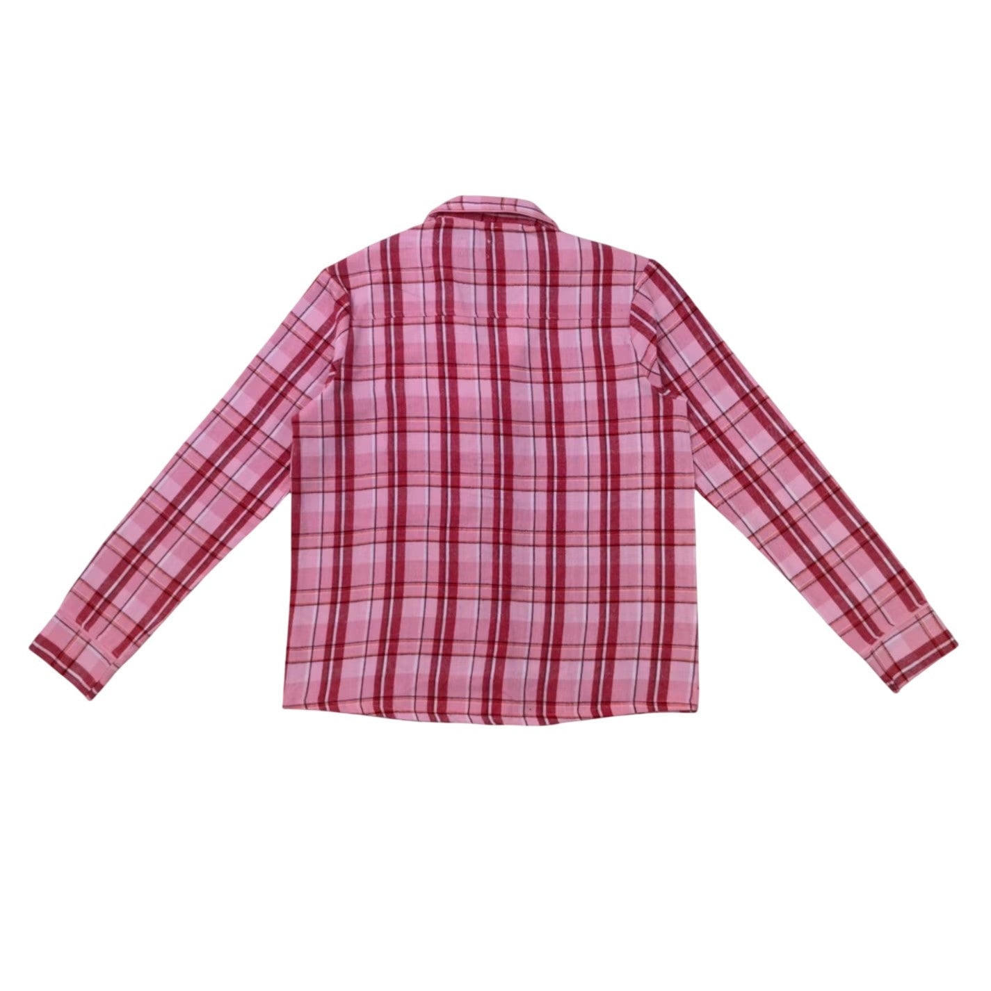 Pink - Side - Linea Womens-Ladies Cotton Checked Button Front Long Pyjama Set (Pack of 1)