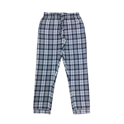Grey-Pink - Lifestyle - Linea Womens-Ladies Cotton Checked Button Front Long Pyjama Set (Pack of 1)