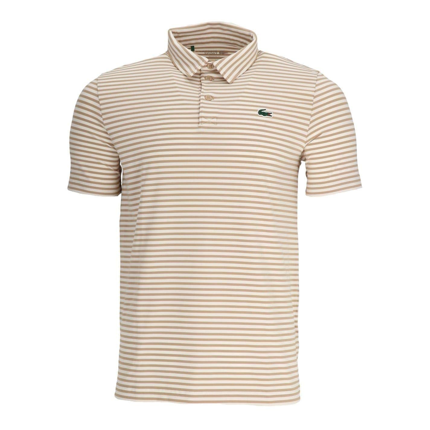 Orange-White - Front - Lacoste Mens Striped Ultra Dry Logo Short-Sleeved Polo Shirt