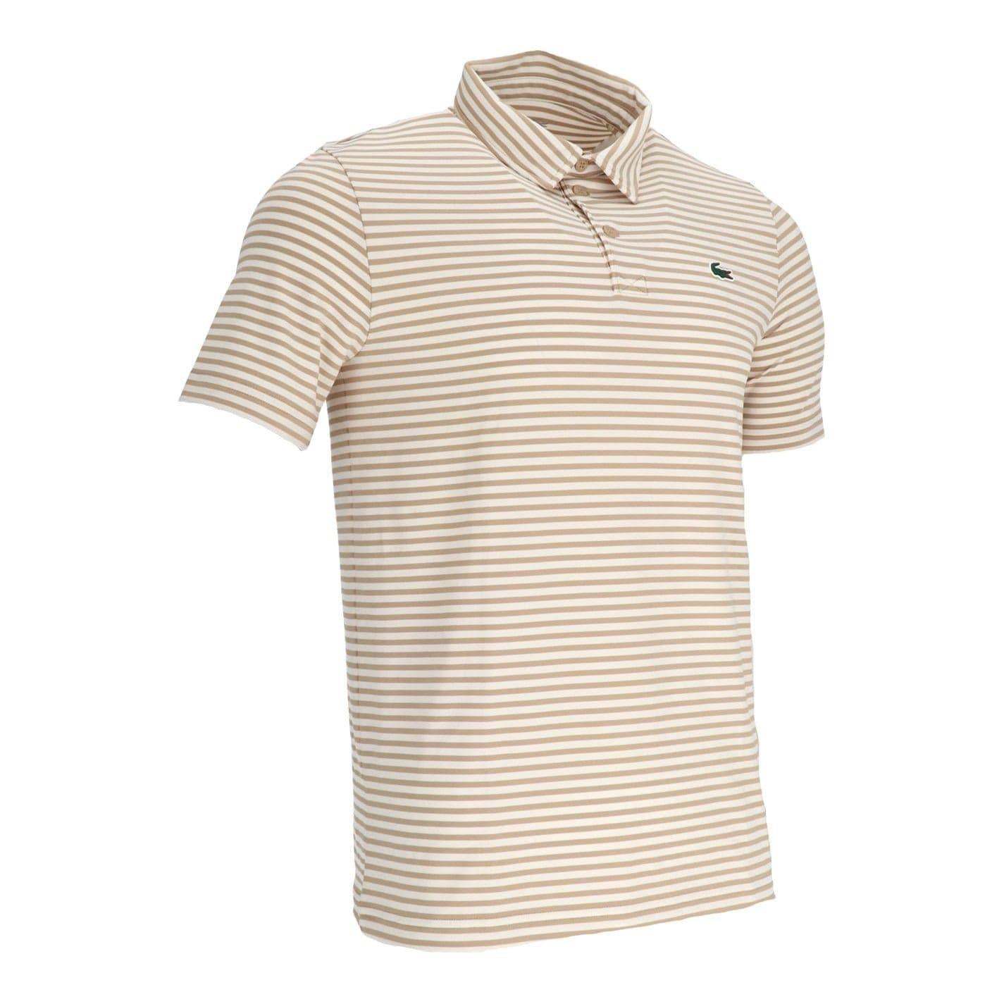 Orange-White - Side - Lacoste Mens Striped Ultra Dry Logo Short-Sleeved Polo Shirt