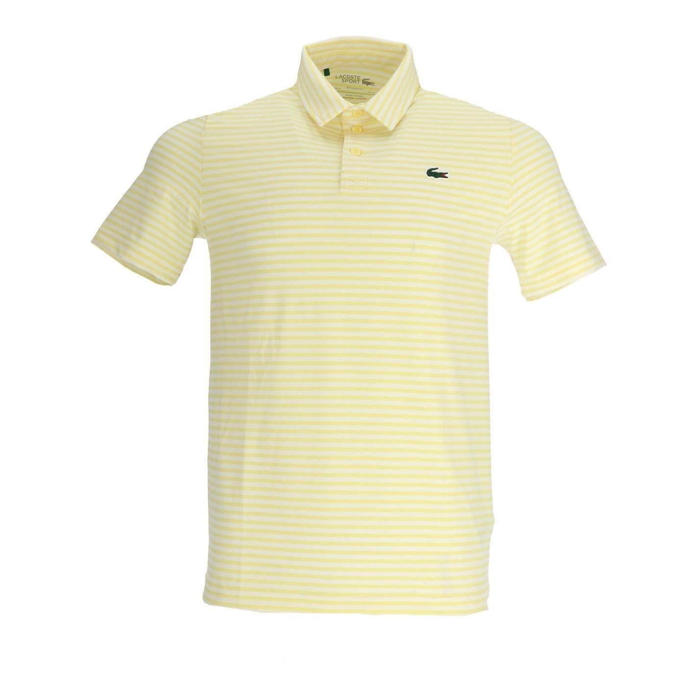 White-Yellow - Front - Lacoste Mens Striped Ultra Dry Logo Short-Sleeved Polo Shirt