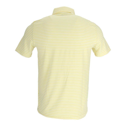 White-Yellow - Back - Lacoste Mens Striped Ultra Dry Logo Short-Sleeved Polo Shirt