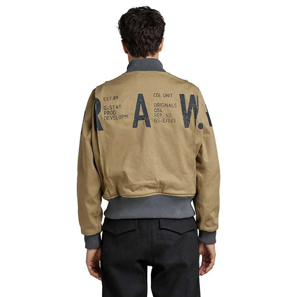 Khaki - Back - G-Star Mens Logo Loose Fit Bomber Jacket