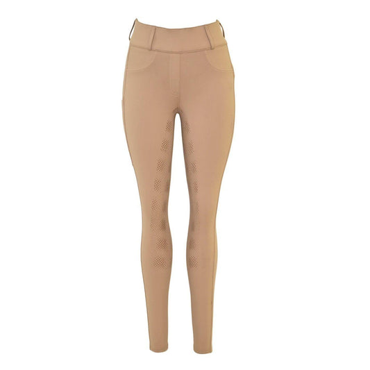 Beige - Front - Requisite Womens-Ladies ProCore High Waist Horse Riding Tights