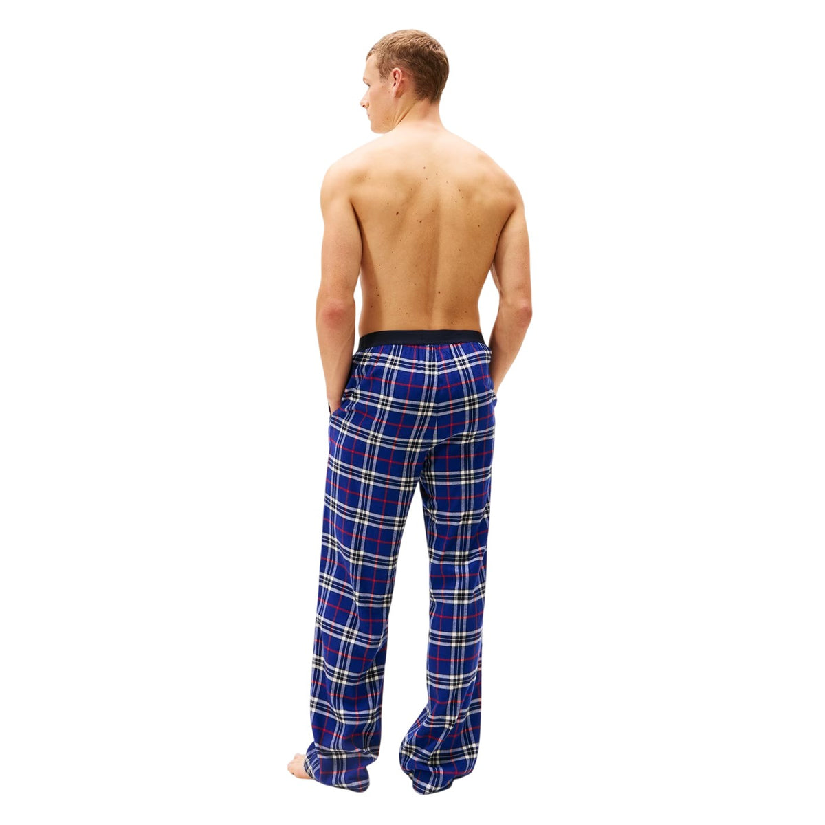 Blue - Back - Tommy Hilfiger Mens Flannel Plaid Pyjama Bottoms