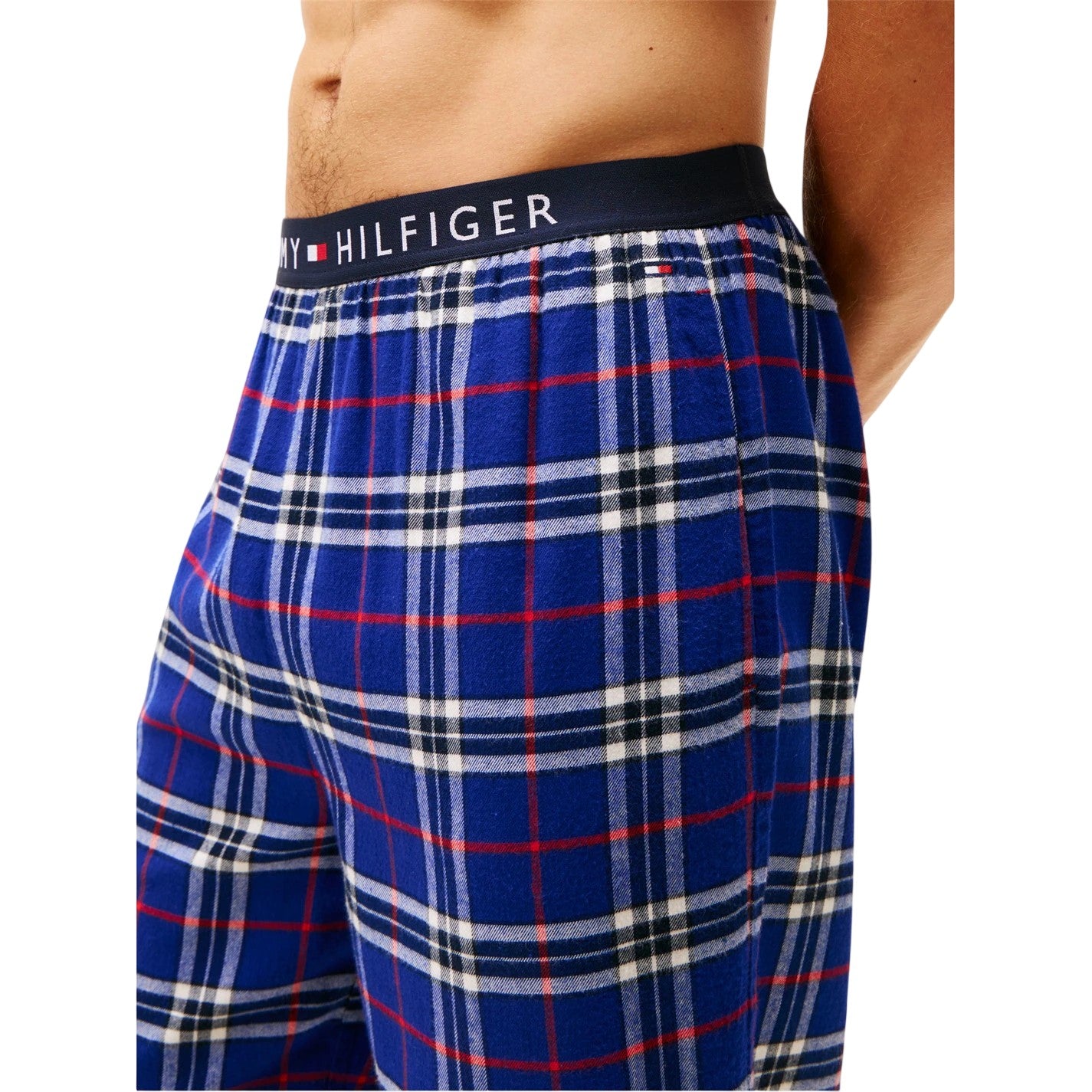 Blue - Side - Tommy Hilfiger Mens Flannel Plaid Pyjama Bottoms