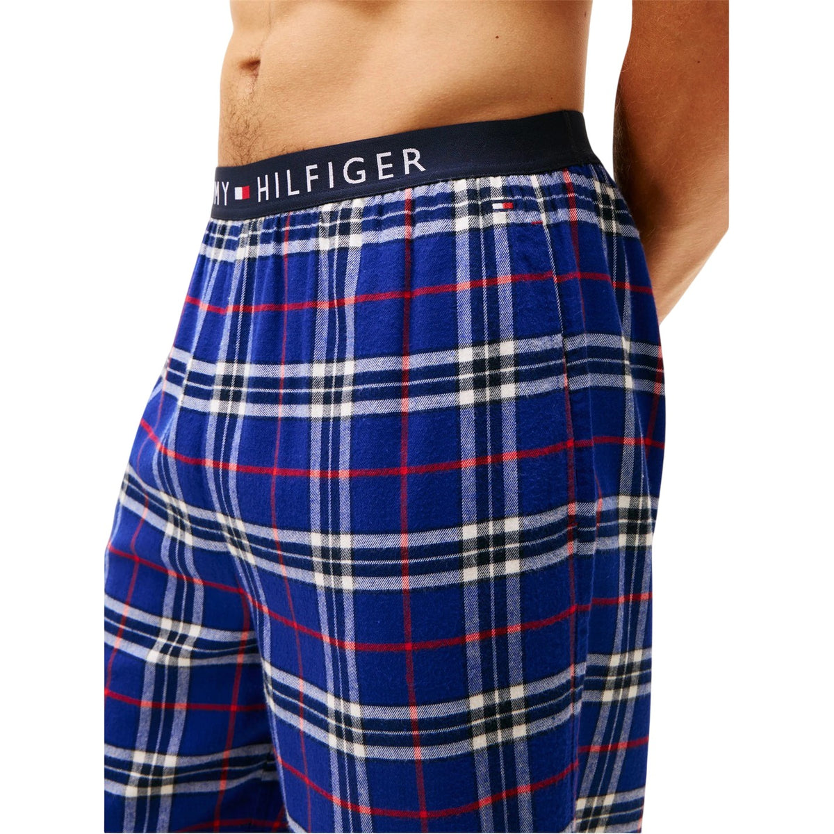 Blue - Side - Tommy Hilfiger Mens Flannel Plaid Pyjama Bottoms