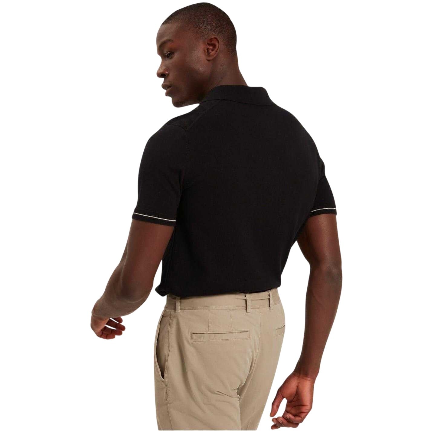 Black - Back - Ted Baker Mens Chevron Collared Polo Shirt