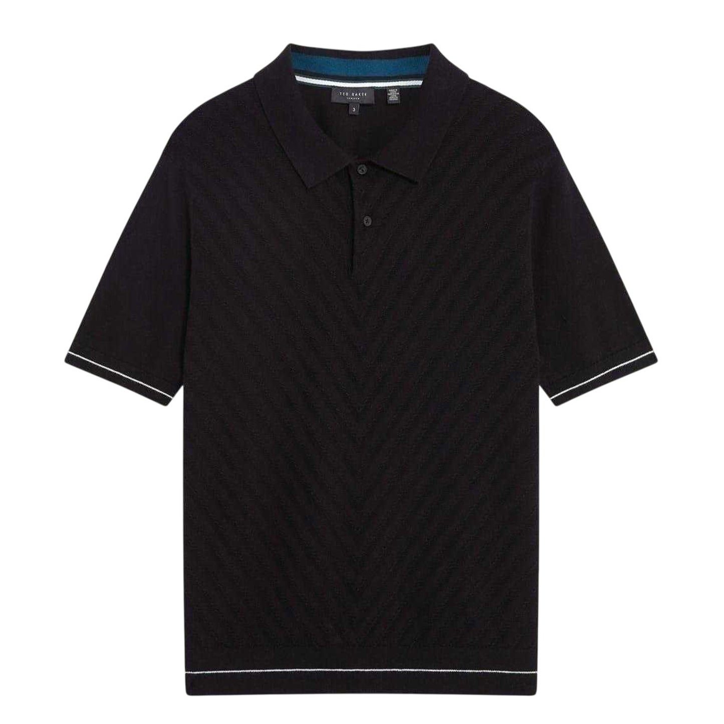 Black - Front - Ted Baker Mens Chevron Collared Polo Shirt