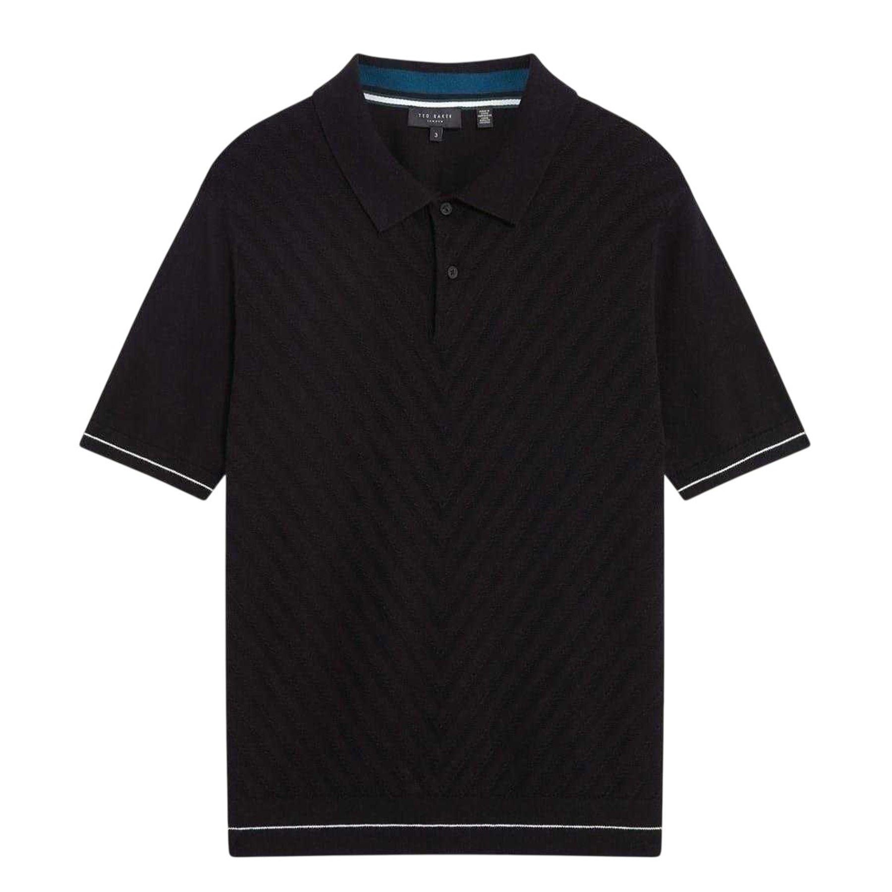Black - Front - Ted Baker Mens Chevron Collared Polo Shirt