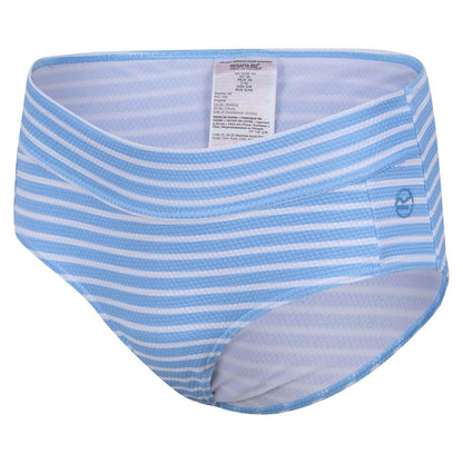 Blue-White - Side - Regatta Womens-Ladies Paloma Striped Swim Briefs