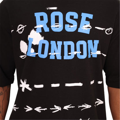 Black - Side - Rose London Mens Graffiti Relaxed Fit T-Shirt