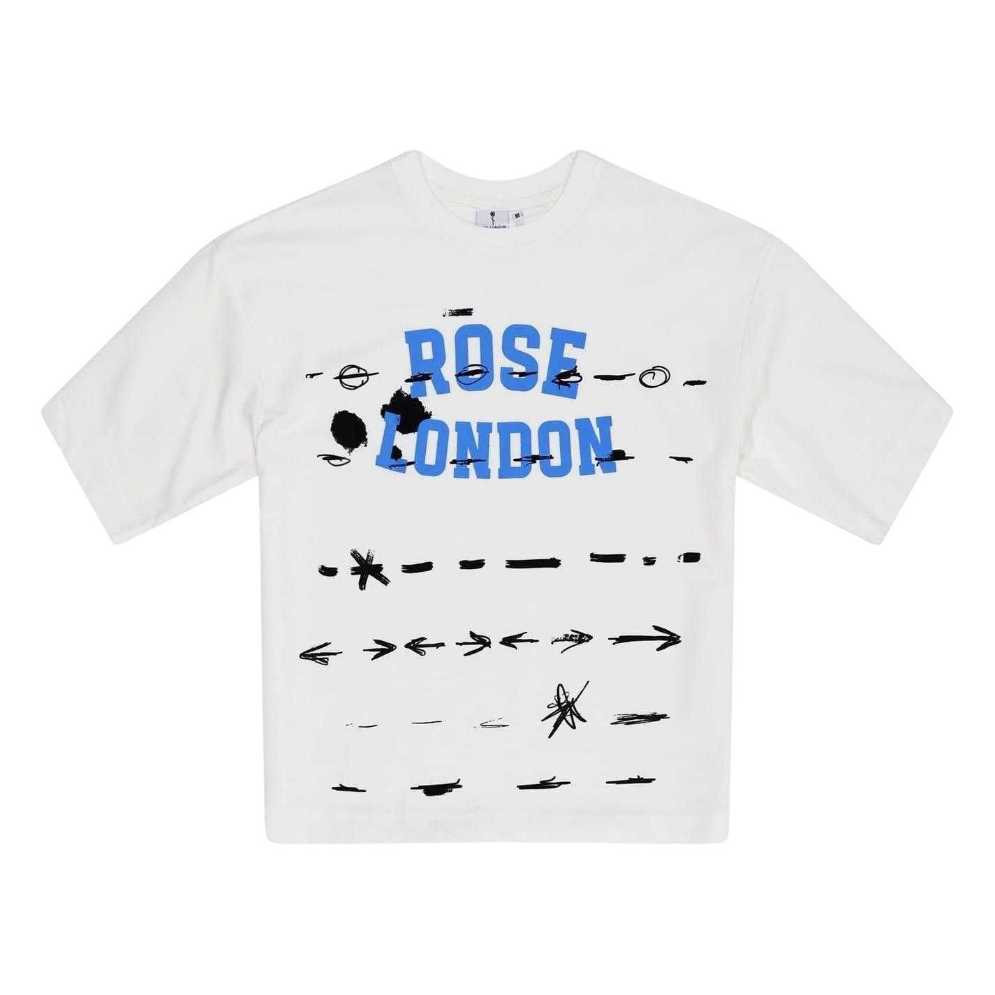 Off White - Front - Rose London Mens Graffiti Relaxed Fit T-Shirt